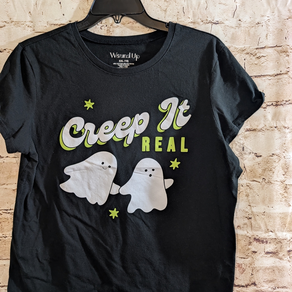 ~Wound Up Creep It Real Ghost Shirt XXL 19 Juniors Halloween